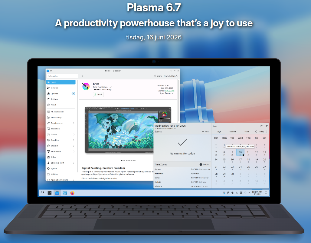 KDE har släppt Plasma 6.7
